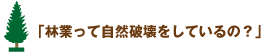 「林業って自然破壊をしているの？」