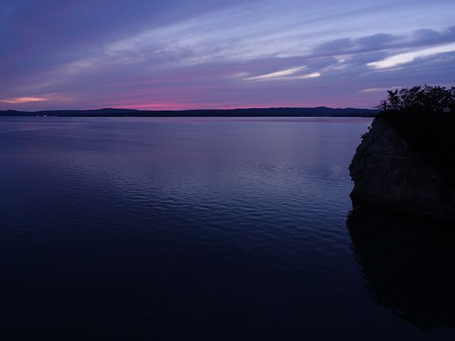 能登島大橋の夕日