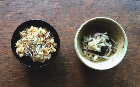 茶飯・切干大根ときくらげの煮もの