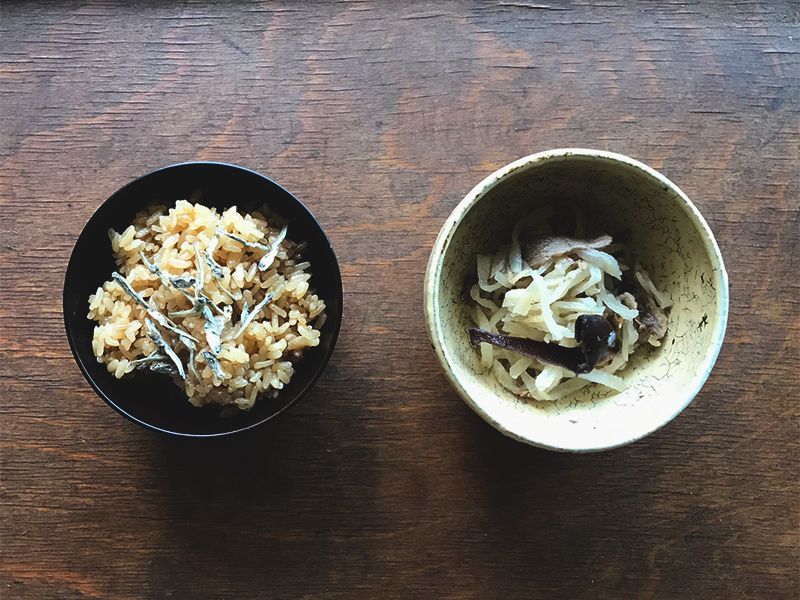 茶飯・切干大根ときくらげの煮もの