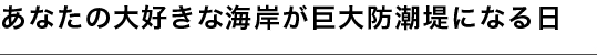 あなたの大好きな海岸が巨大防潮堤になる日