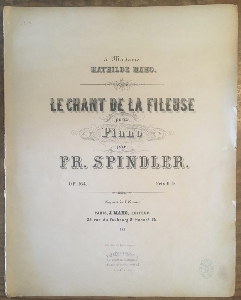 金澤さんにいただいた、パリのMahoという出版社から出た100年ほど前のパリのMahoさんに捧げられた楽譜。まだ弾いていない。
