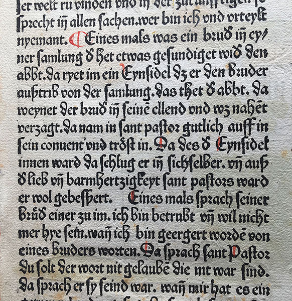 15世紀の活字。コーベルガーの『黄金伝説』（1488年）より。