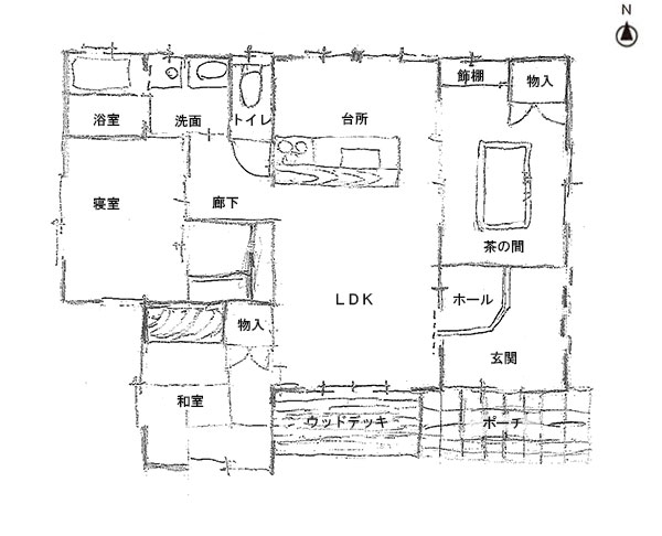 栃木県塩谷郡 注文住宅　杜の香 ネクストワン「古材が際立つ週末住宅で晴耕雨読的な暮らしを」平面図