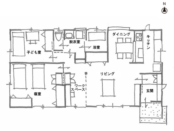  茨城県東海村 注文住宅 渡辺木材（フォレストブレス）平面図