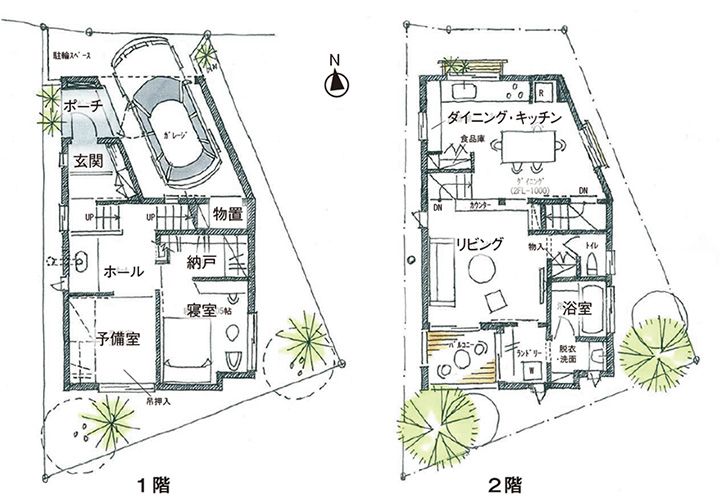 四季工房 東京都 注文住宅「スキップフロアが広がりを生む 都会の住まい」平面図